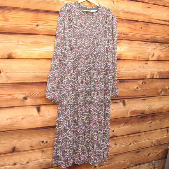 Draper James RSVP Green Smocked Floral Chiffon Dress XXL - Picture 3 of 8